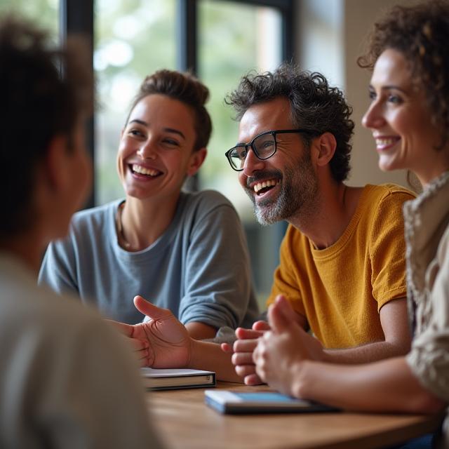 People engaging in wellness community discussions